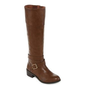 Brown women's riding boots 12 WIDE CALF